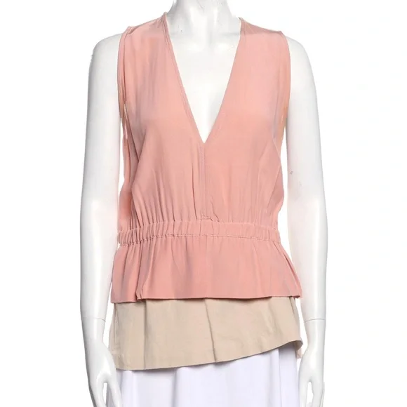 • Marni Blouse
• Pink
• Pleated Accents
• Sleeveless with V-Neck - Picture 1 of 3